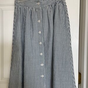 Madewell Navy and White Striped A-Line Skirt